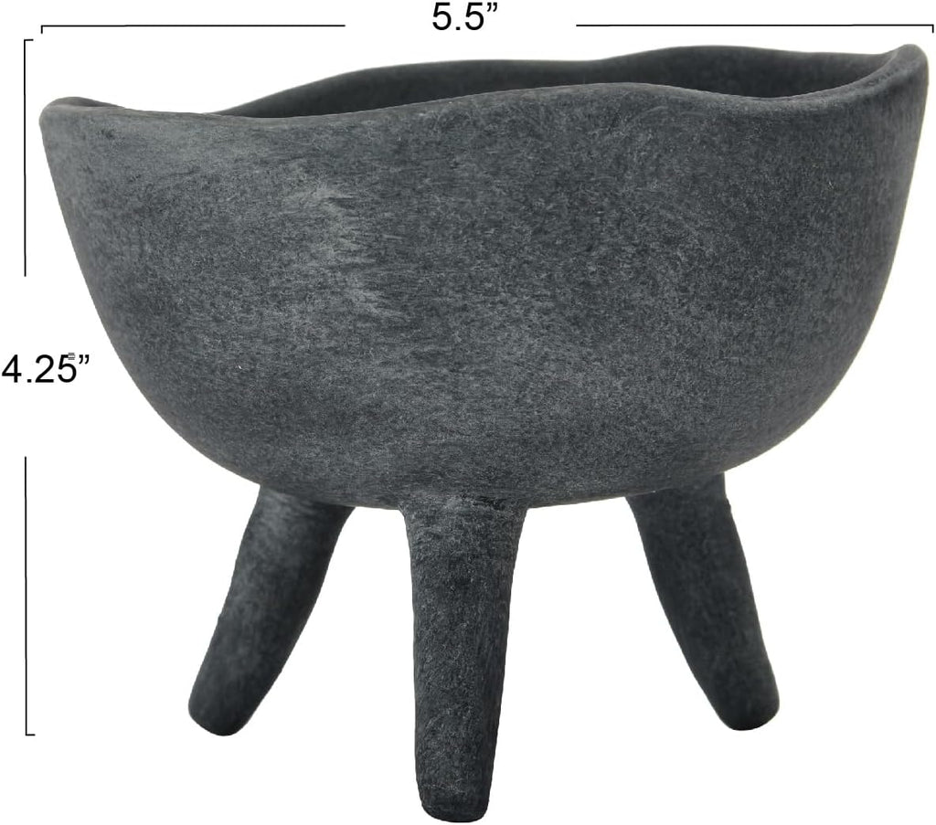 Creative Co-Op Boho Terracotta Footed Bowl, Slate Grey