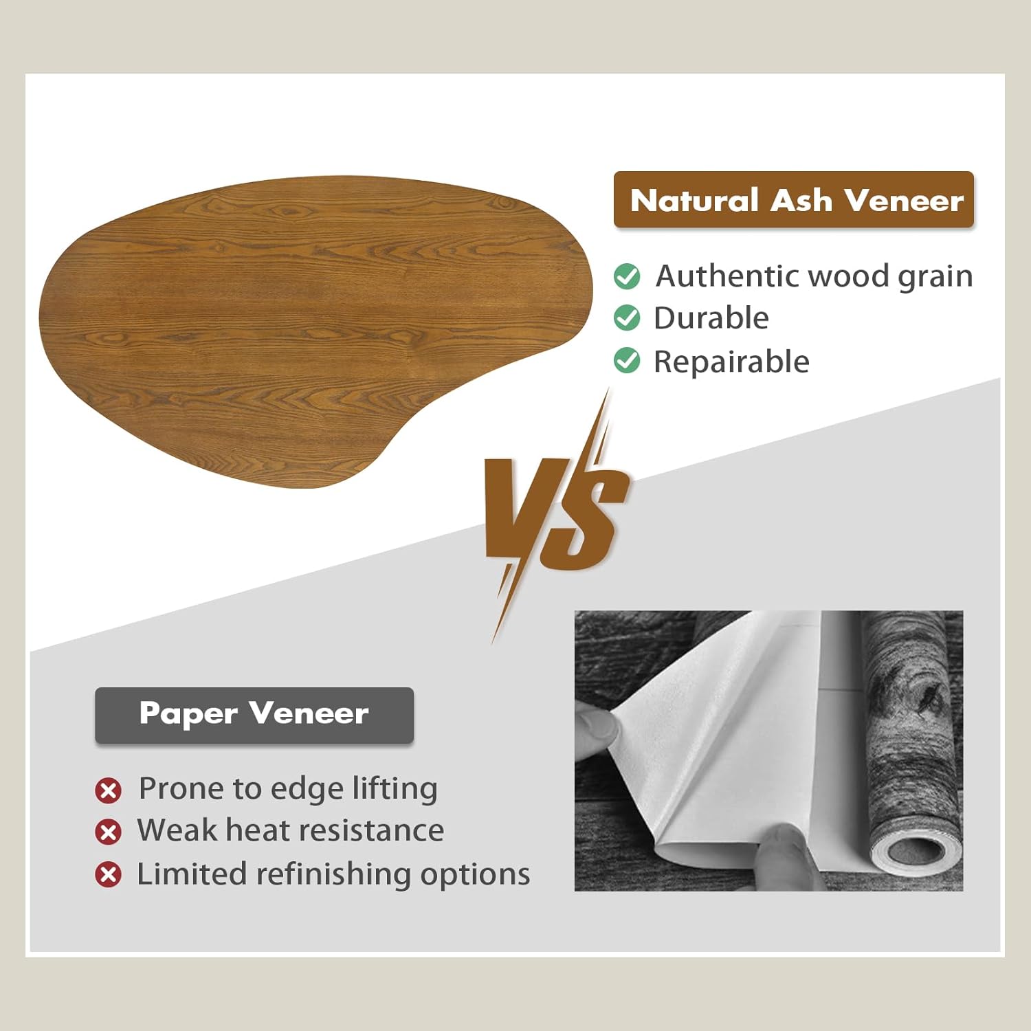 Hyfirm Walnut Nesting Coffee Tables Set of 2, Mid Century Modern Center Table with Fluted Wooden Legs and Oval Mango Shape for Living Room, Small Apartment