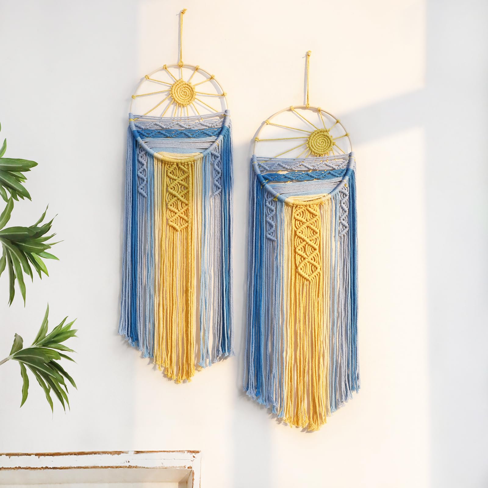 Artilady Sunset Wall Art Dream Catcher - Macrame Wall Hanging Large Dreamcatchers, Hand Woven Boho Tapestry Colorful Sun Wall Decor for Bedroom Nursery Living Room Nursery (Sunset)