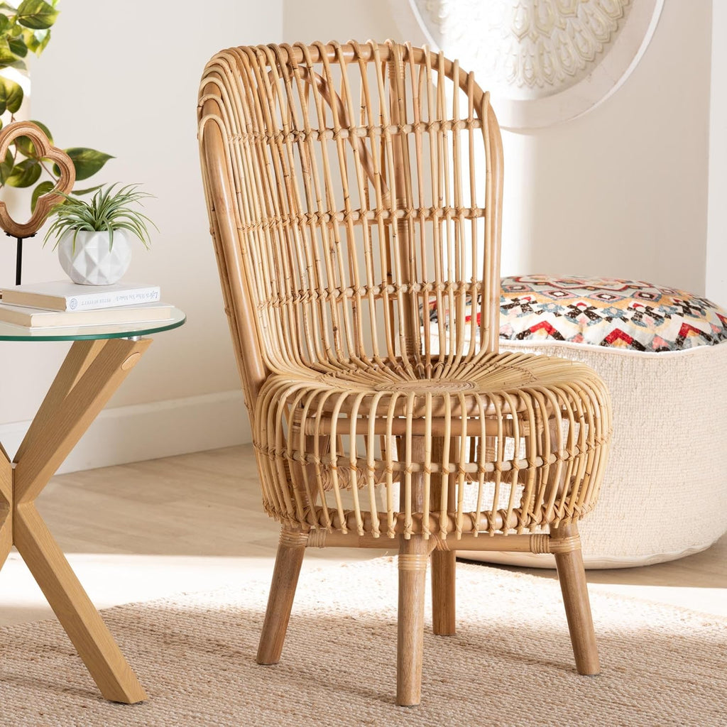 Bali & pari Nagoya Modern Bohemian Natural Rattan Tall Accent Chair