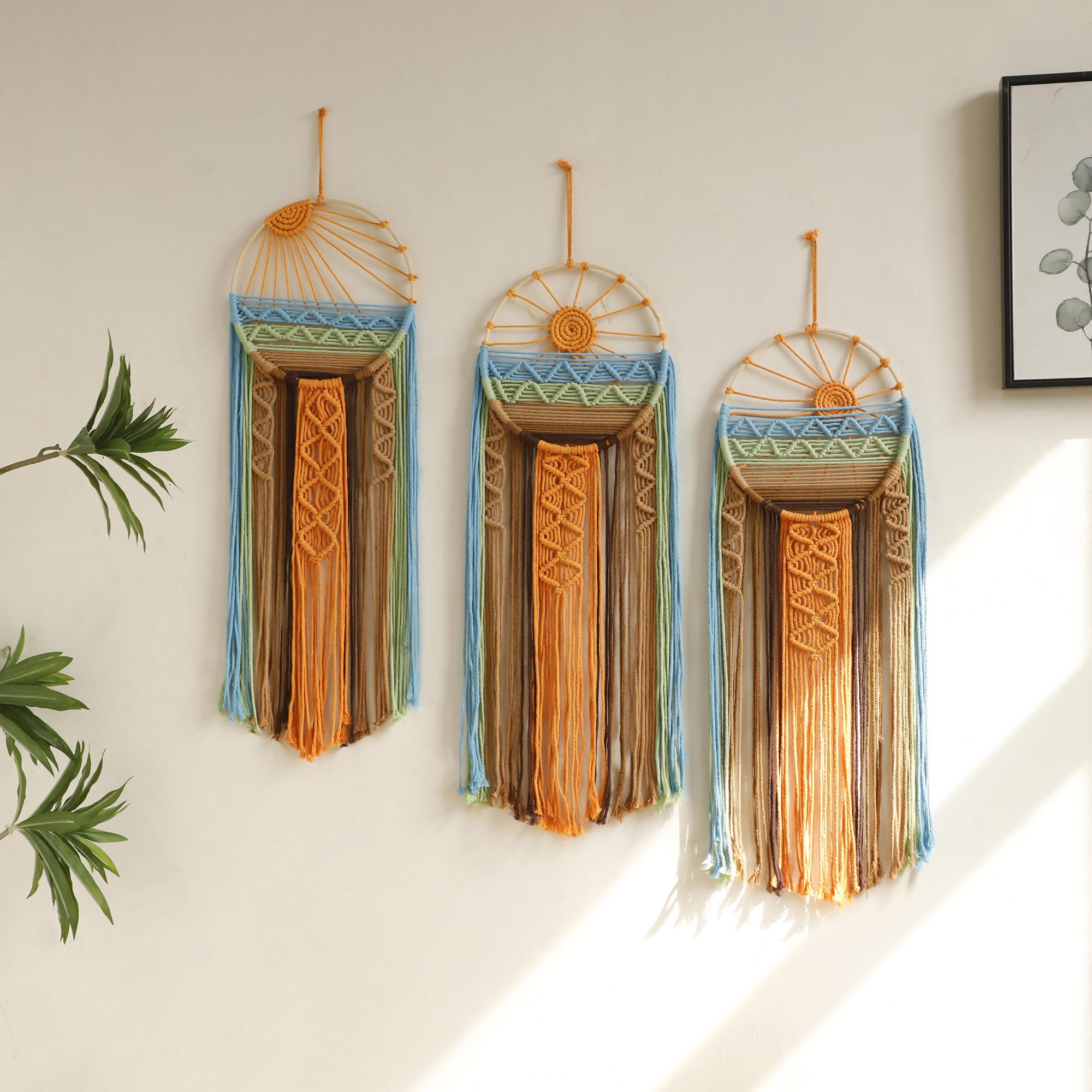 Artilady Sunset Wall Art Dream Catcher - Macrame Wall Hanging Large Dreamcatchers, Hand Woven Boho Tapestry Colorful Sun Wall Decor for Bedroom Nursery Living Room Nursery (Sunset)