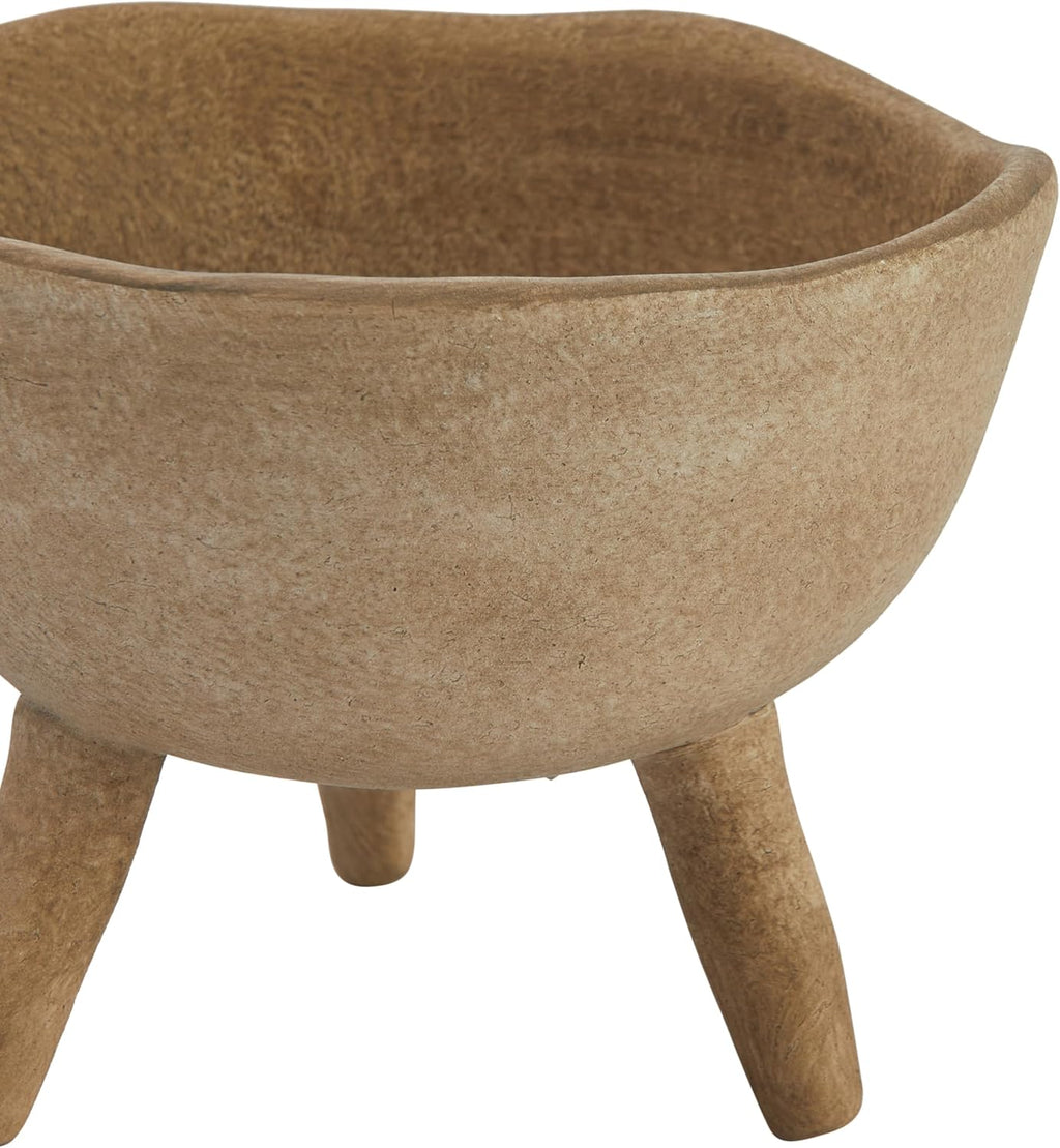 Creative Co-Op Boho Terracotta Footed Planter with Organic Edge, Matte Taupe