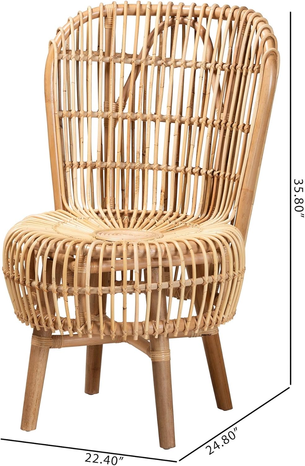 Bali & pari Nagoya Modern Bohemian Natural Rattan Tall Accent Chair