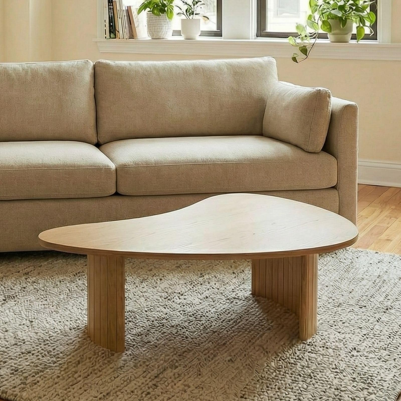 Hyfirm Walnut Nesting Coffee Tables Set of 2, Mid Century Modern Center Table with Fluted Wooden Legs and Oval Mango Shape for Living Room, Small Apartment